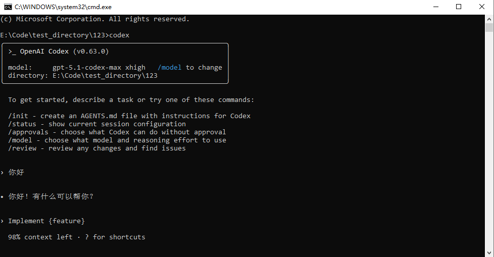 Codex running successfully